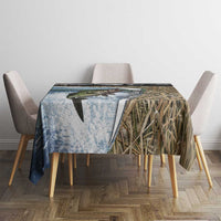 Personalized Largemouth Bass Fishing Tablecloth with Camo Reeds - Outdoor Angler Design - Wonder Print Shop