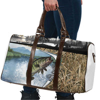 Personalized Largemouth Bass Fishing Travel Bag with Camo Reeds - Outdoor Angler Design - Wonder Print Shop