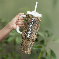 Personalized Largemouth Bass Fishing Tumbler With Handle with Camo Reeds - Outdoor Angler Design - Wonder Print Shop
