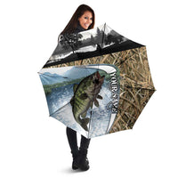Personalized Largemouth Bass Fishing Umbrella with Camo Reeds - Outdoor Angler Design - Wonder Print Shop