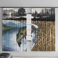 Personalized Largemouth Bass Fishing Window Curtain with Camo Reeds - Outdoor Angler Design - Wonder Print Shop