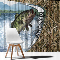 Personalized Largemouth Bass Fishing Window Curtain with Camo Reeds - Outdoor Angler Design - Wonder Print Shop
