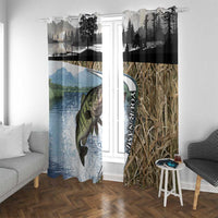 Personalized Largemouth Bass Fishing Window Curtain with Camo Reeds - Outdoor Angler Design - Wonder Print Shop