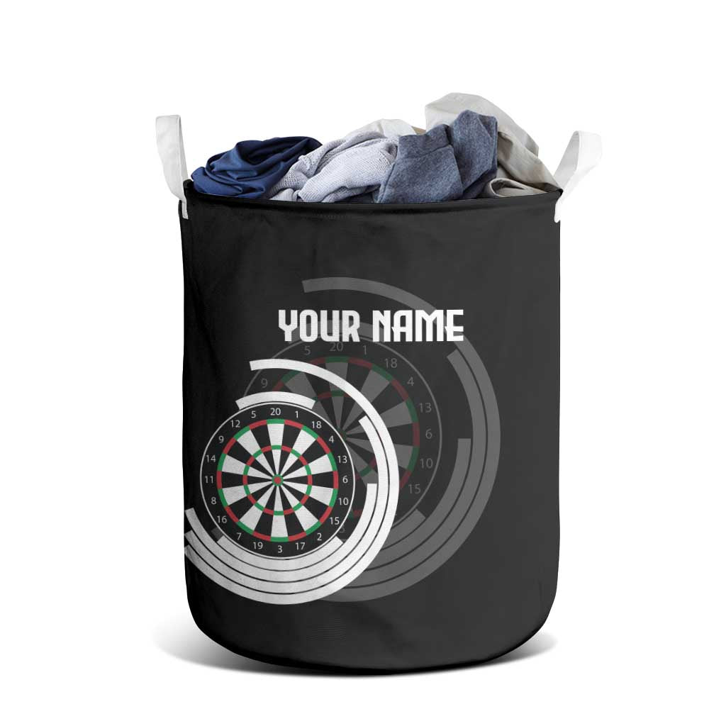 Personalized Black and White Dartboard Laundry Basket Bullseye Target Design for Dart Players - Wonder Print Shop