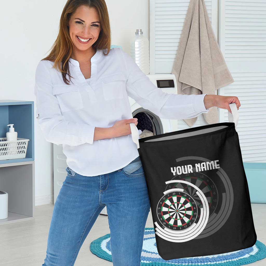 Personalized Black and White Dartboard Laundry Basket Bullseye Target Design for Dart Players - Wonder Print Shop
