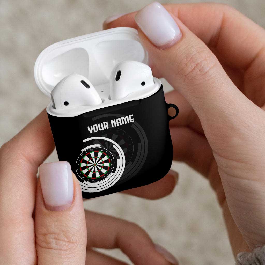 Personalized Black and White Dartboard AirPods Case Bullseye Target Design for Dart Players - Wonder Print Shop