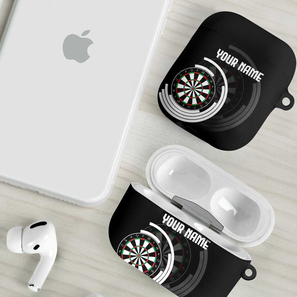 Personalized Black and White Dartboard AirPods Case Bullseye Target Design for Dart Players - Wonder Print Shop