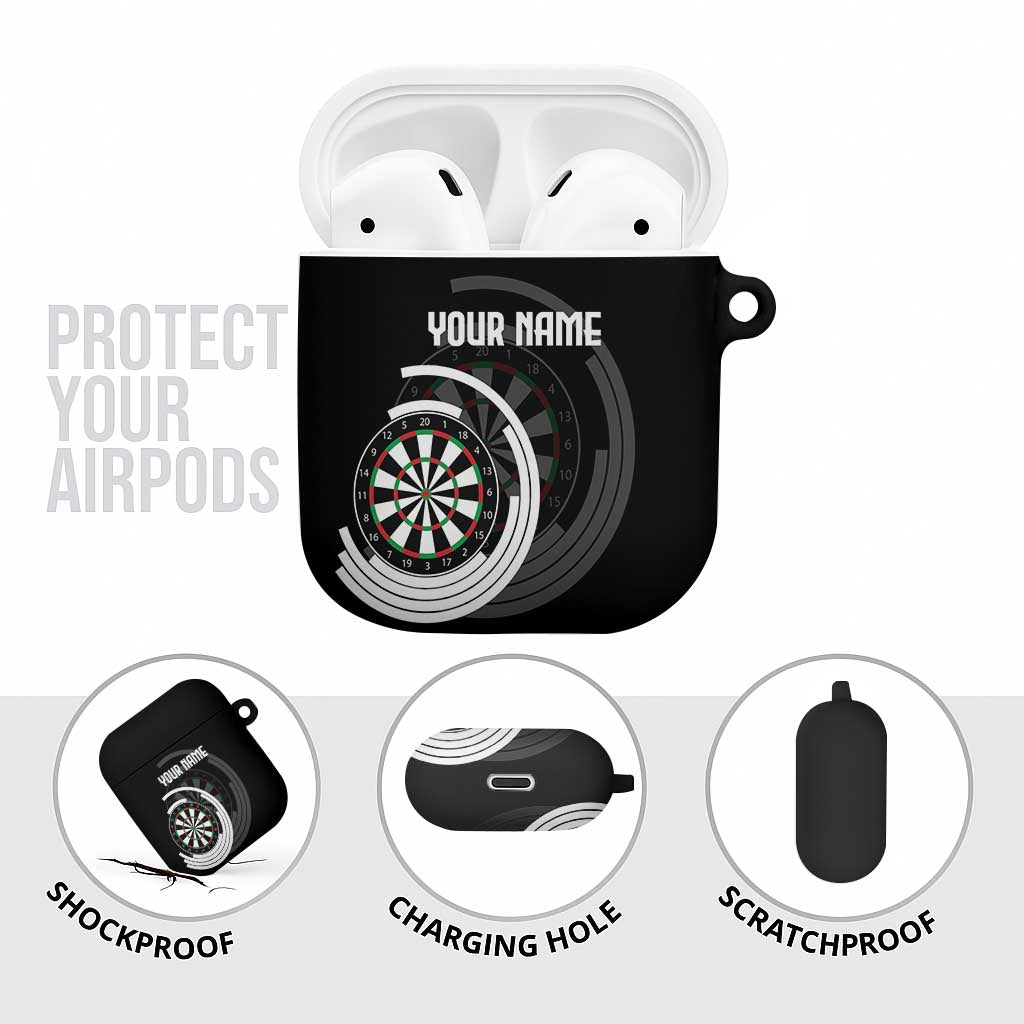 Personalized Black and White Dartboard AirPods Case Bullseye Target Design for Dart Players - Wonder Print Shop
