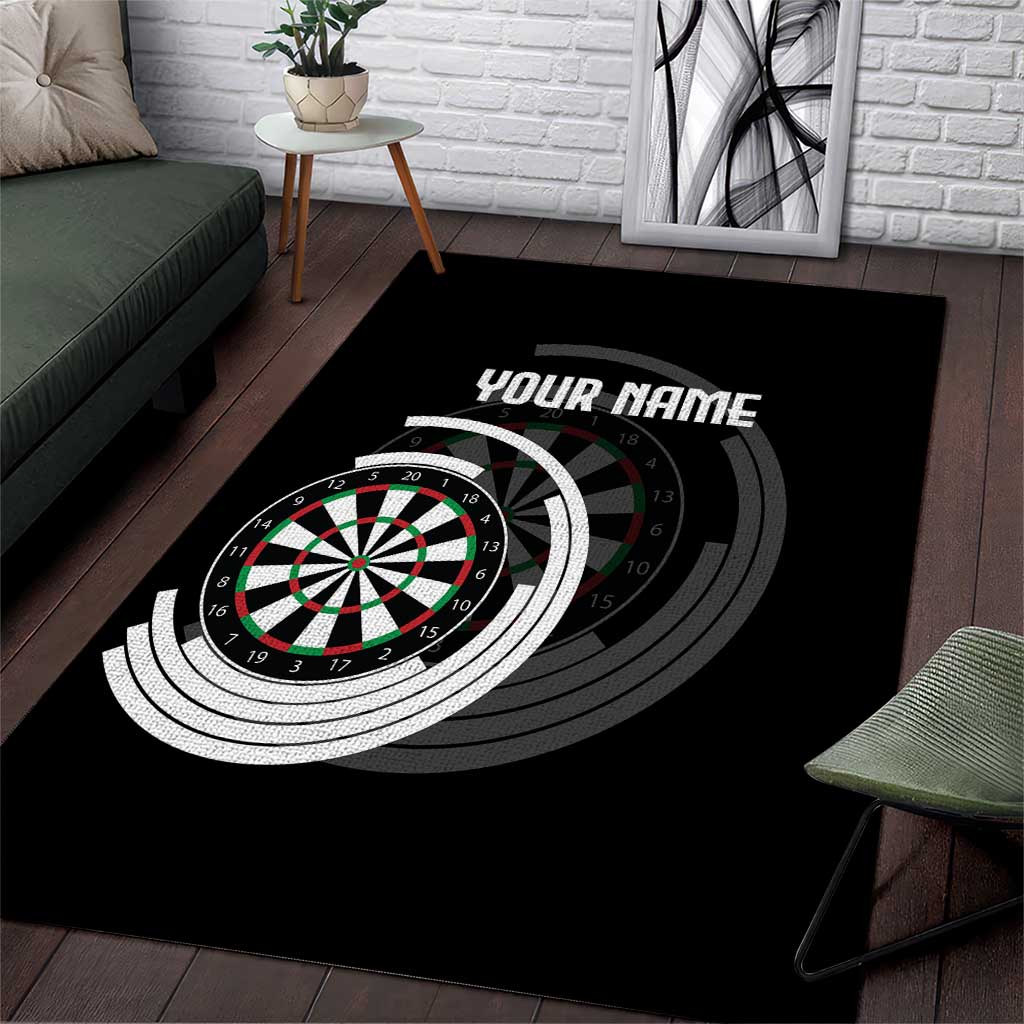 Personalized Black and White Dartboard Area Rug Bullseye Target Design for Dart Players - Wonder Print Shop