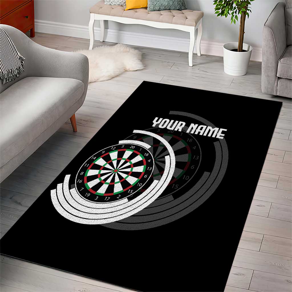 Personalized Black and White Dartboard Area Rug Bullseye Target Design for Dart Players - Wonder Print Shop