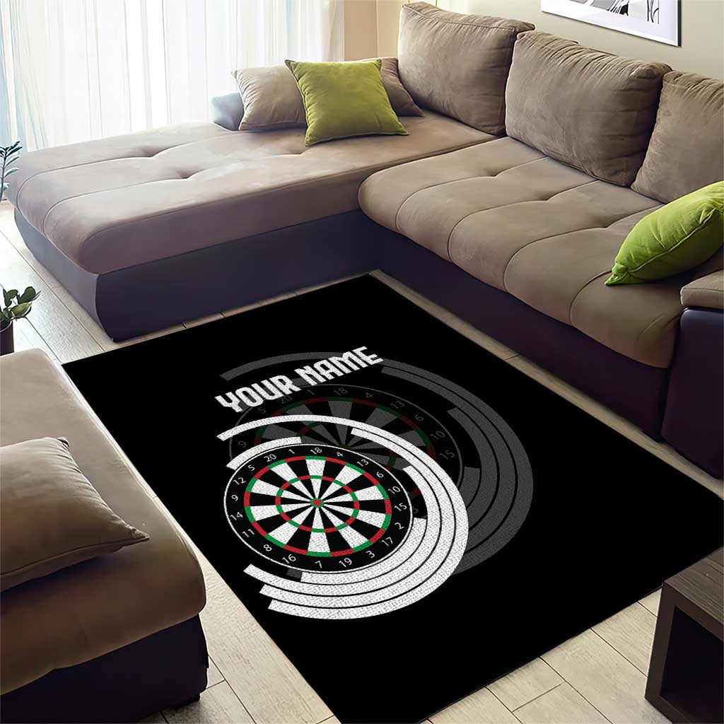 Personalized Black and White Dartboard Area Rug Bullseye Target Design for Dart Players - Wonder Print Shop