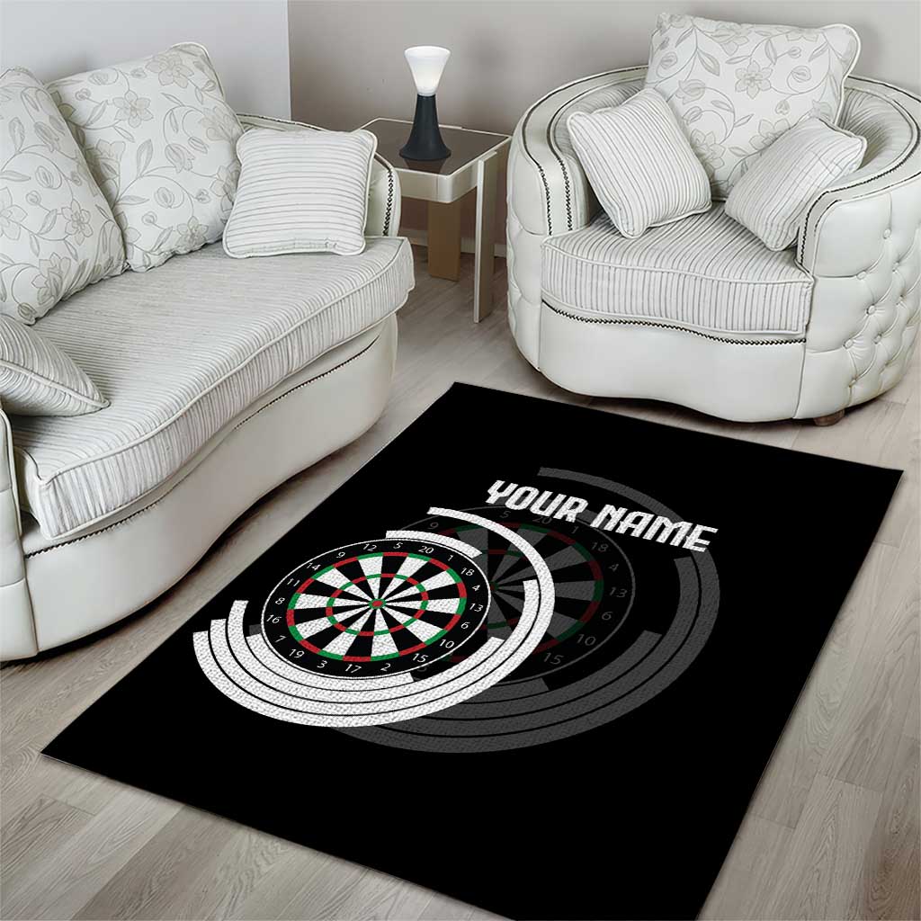Personalized Black and White Dartboard Area Rug Bullseye Target Design for Dart Players - Wonder Print Shop