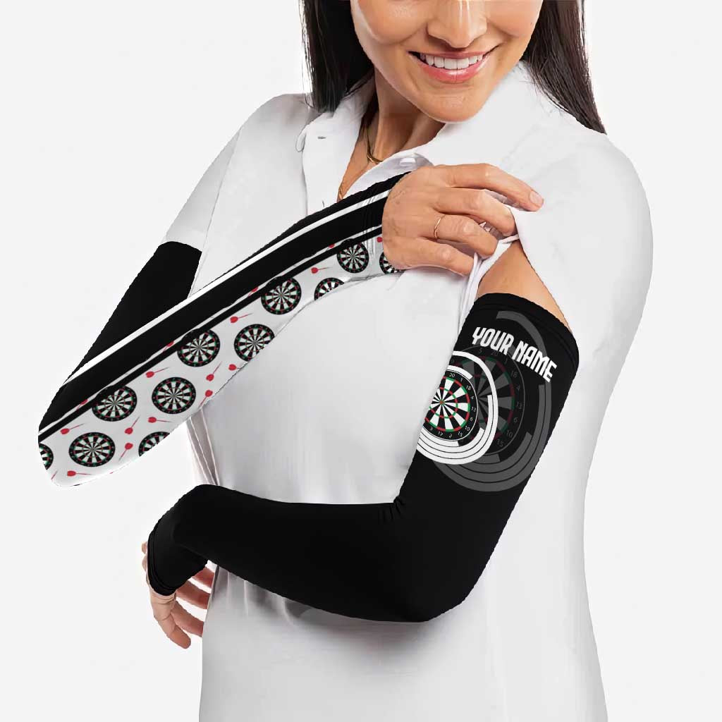Personalized Black and White Dartboard Arm Sleeves Bullseye Target Design for Dart Players - Wonder Print Shop