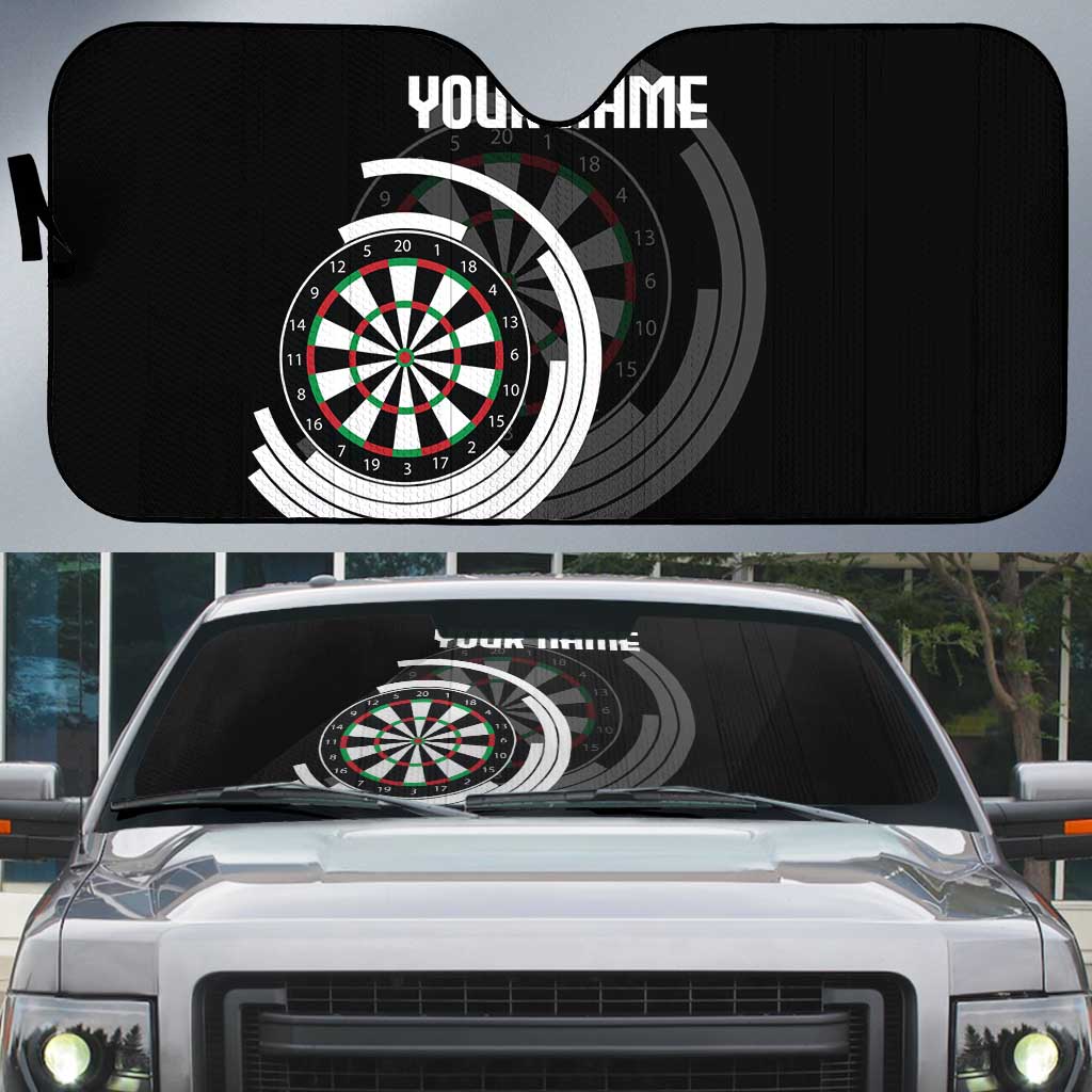 Personalized Black and White Dartboard Auto Sun Shade Bullseye Target Design for Dart Players - Wonder Print Shop