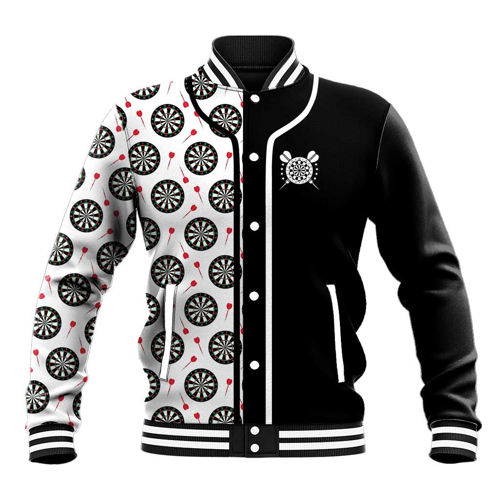 Personalized Black and White Dartboard Baseball Jacket Bullseye Target Design for Dart Players - Wonder Print Shop