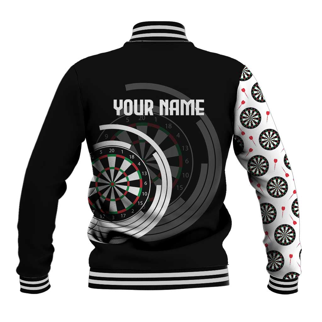 Personalized Black and White Dartboard Baseball Jacket Bullseye Target Design for Dart Players - Wonder Print Shop