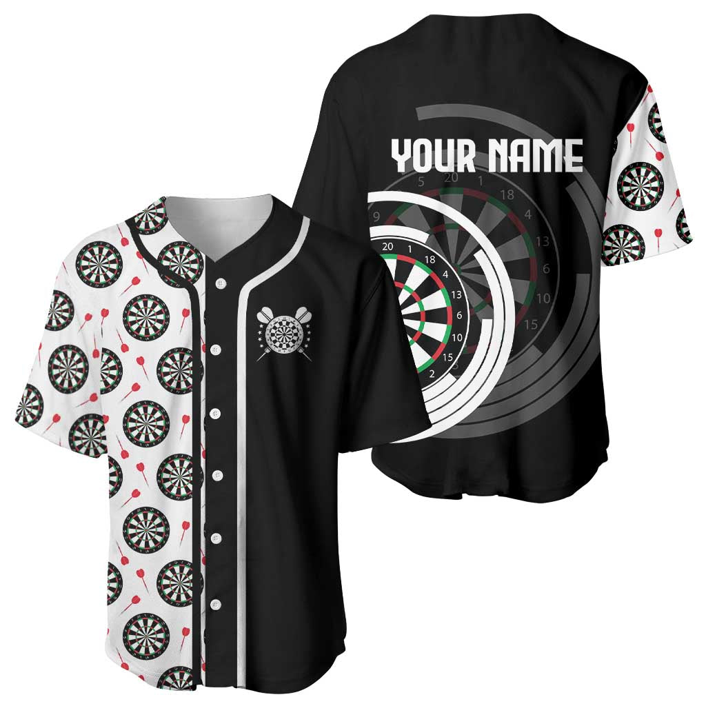 Personalized Black and White Dartboard Baseball Jersey Bullseye Target Design for Dart Players - Wonder Print Shop