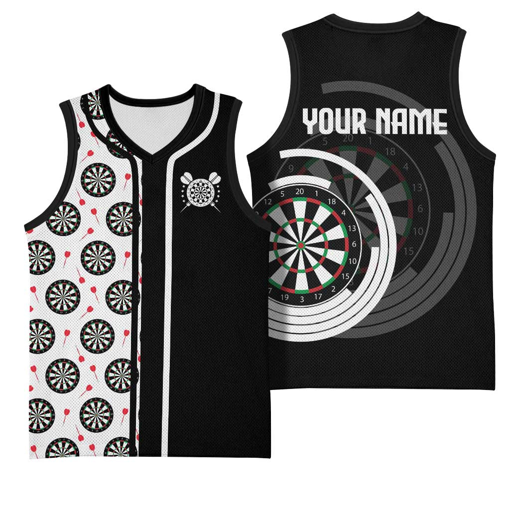Personalized Black and White Dartboard Basketball Jersey Bullseye Target Design for Dart Players - Wonder Print Shop