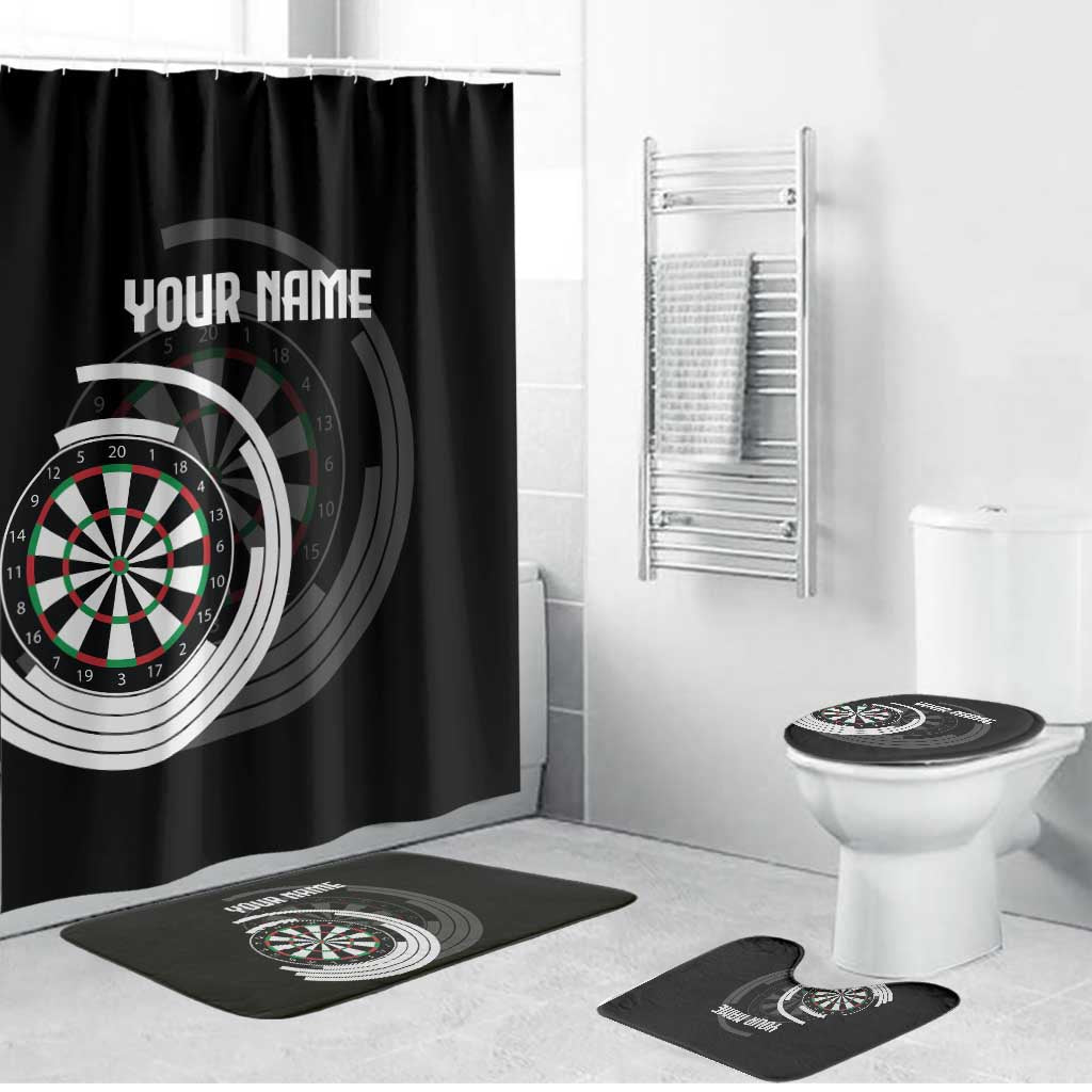 Personalized Black and White Dartboard Bathroom Set Bullseye Target Design for Dart Players - Wonder Print Shop