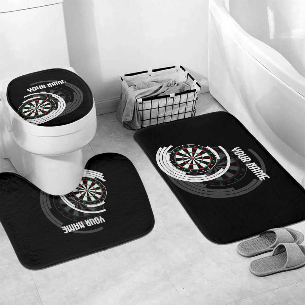 Personalized Black and White Dartboard Bathroom Set Bullseye Target Design for Dart Players - Wonder Print Shop