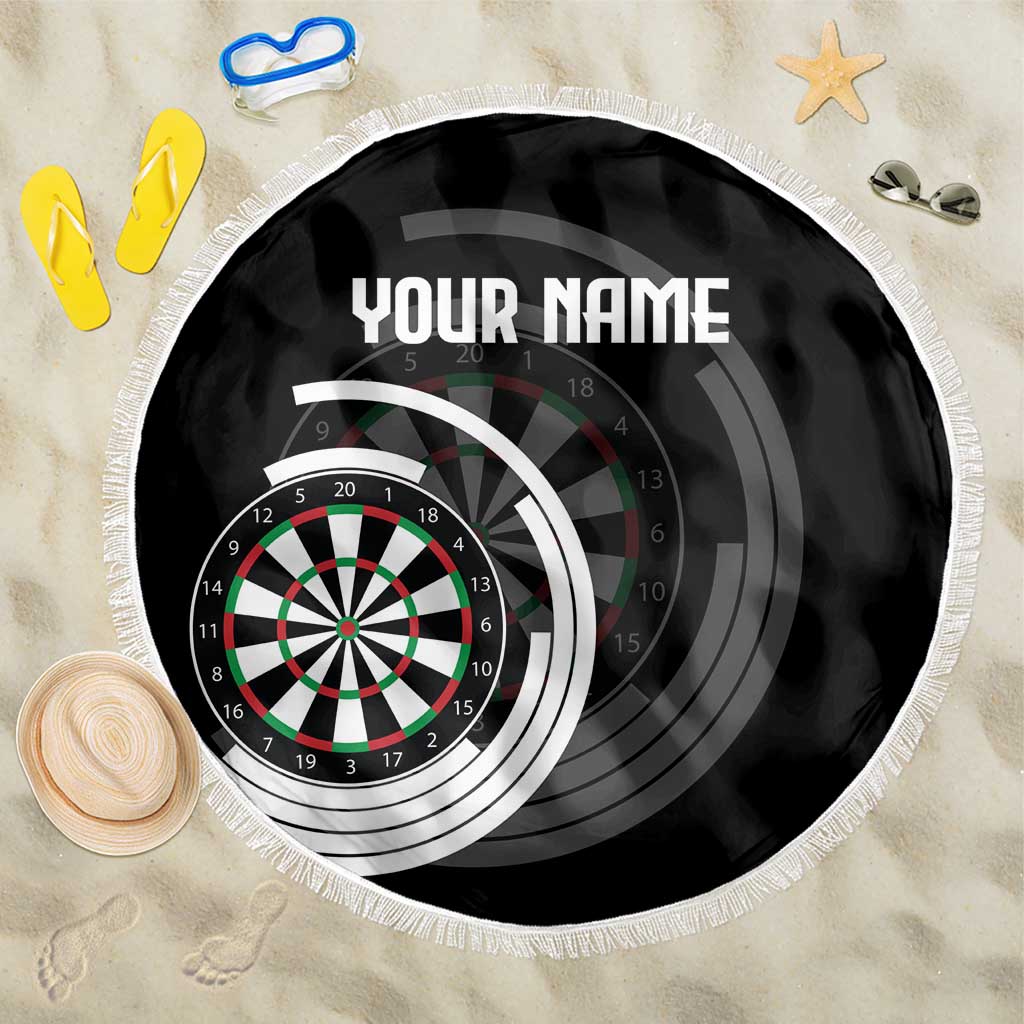 Personalized Black and White Dartboard Beach Blanket Bullseye Target Design for Dart Players - Wonder Print Shop