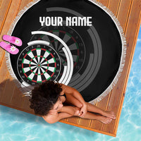 Personalized Black and White Dartboard Beach Blanket Bullseye Target Design for Dart Players - Wonder Print Shop