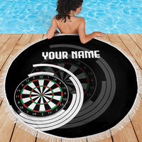 Personalized Black and White Dartboard Beach Blanket Bullseye Target Design for Dart Players - Wonder Print Shop