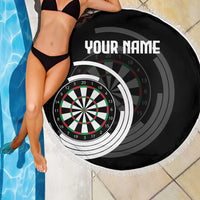 Personalized Black and White Dartboard Beach Blanket Bullseye Target Design for Dart Players - Wonder Print Shop