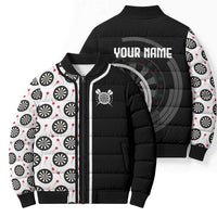 Personalized Black and White Dartboard Bomber Puffer Jacket Bullseye Target Design for Dart Players - Wonder Print Shop
