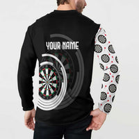 Personalized Black and White Dartboard Button Sweatshirt Bullseye Target Design for Dart Players - Wonder Print Shop