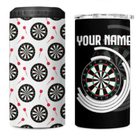 Personalized Black and White Dartboard 4 in 1 Can Cooler Tumbler Bullseye Target Design for Dart Players - Wonder Print Shop