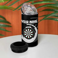 Personalized Black and White Dartboard 4 in 1 Can Cooler Tumbler Bullseye Target Design for Dart Players - Wonder Print Shop