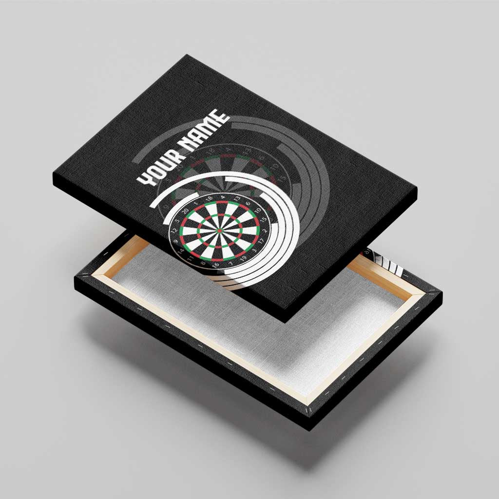 Personalized Black and White Dartboard Canvas Wall Art Bullseye Target Design for Dart Players - Wonder Print Shop
