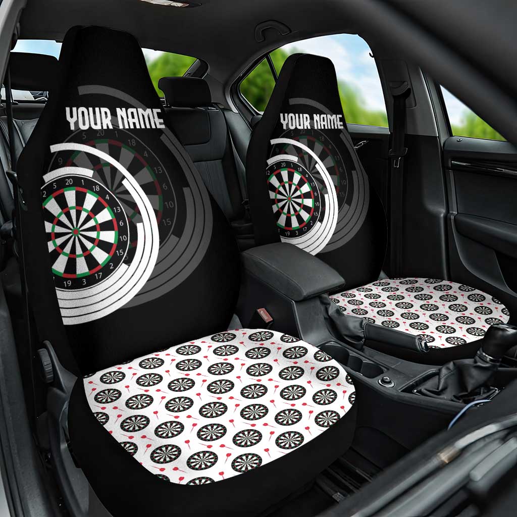 Personalized Black and White Dartboard Car Seat Cover Bullseye Target Design for Dart Players - Wonder Print Shop