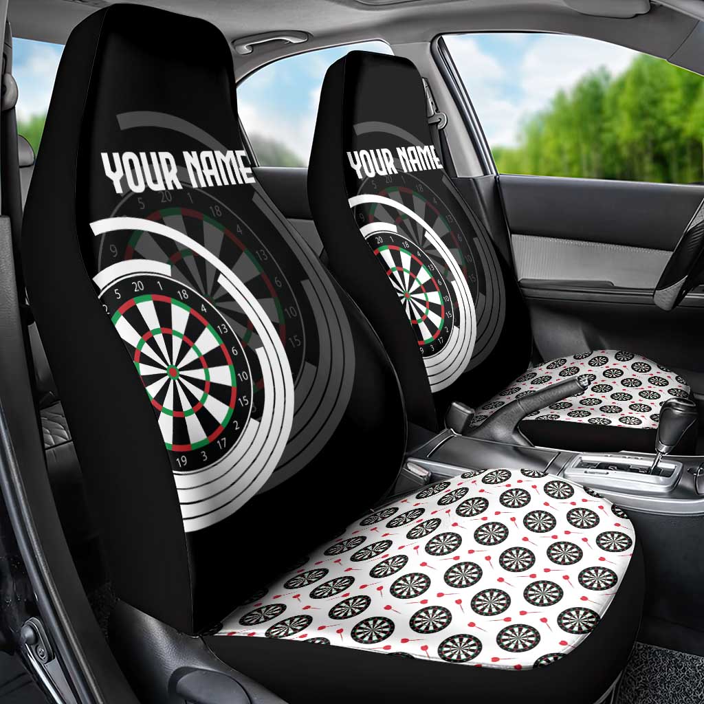 Personalized Black and White Dartboard Car Seat Cover Bullseye Target Design for Dart Players - Wonder Print Shop