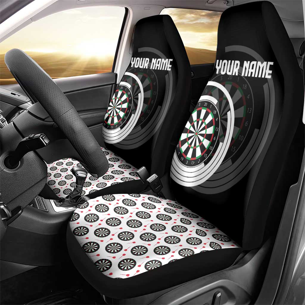 Personalized Black and White Dartboard Car Seat Cover Bullseye Target Design for Dart Players - Wonder Print Shop