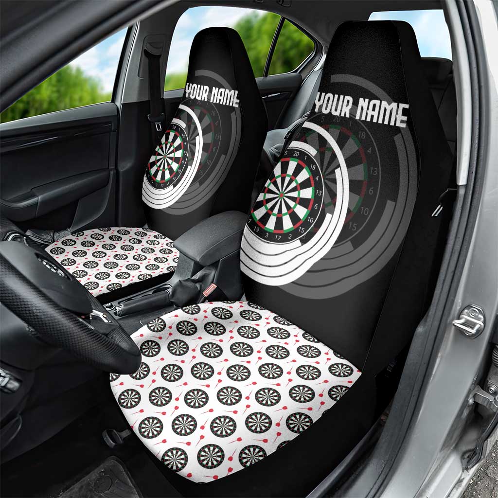 Personalized Black and White Dartboard Car Seat Cover Bullseye Target Design for Dart Players - Wonder Print Shop