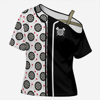 Personalized Black and White Dartboard Cross Shoulder Shirt Bullseye Target Design for Dart Players - Wonder Print Shop