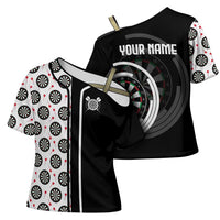 Personalized Black and White Dartboard Cross Shoulder Shirt Bullseye Target Design for Dart Players - Wonder Print Shop