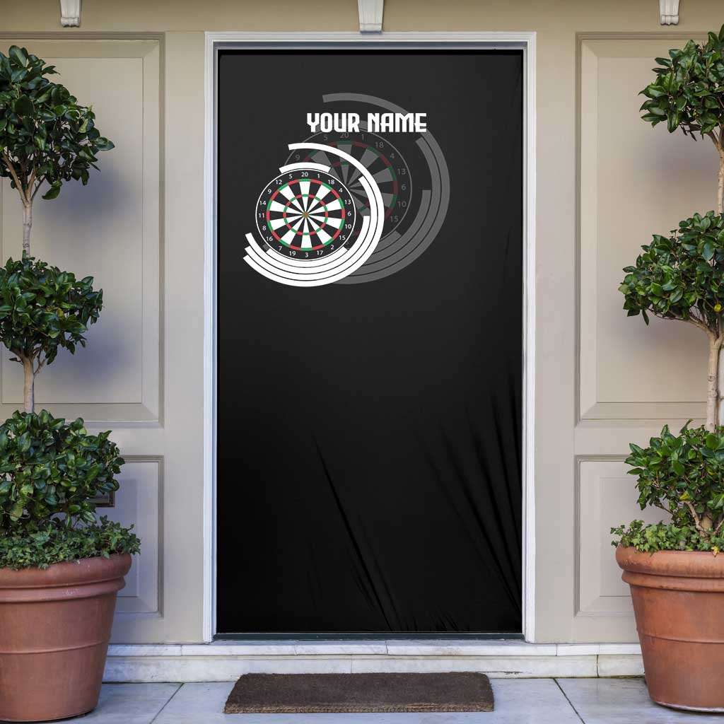 Personalized Black and White Dartboard Door Cover Bullseye Target Design for Dart Players - Wonder Print Shop