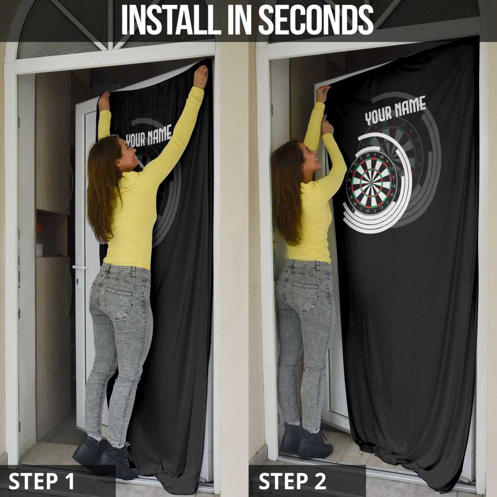 Personalized Black and White Dartboard Door Cover Bullseye Target Design for Dart Players - Wonder Print Shop