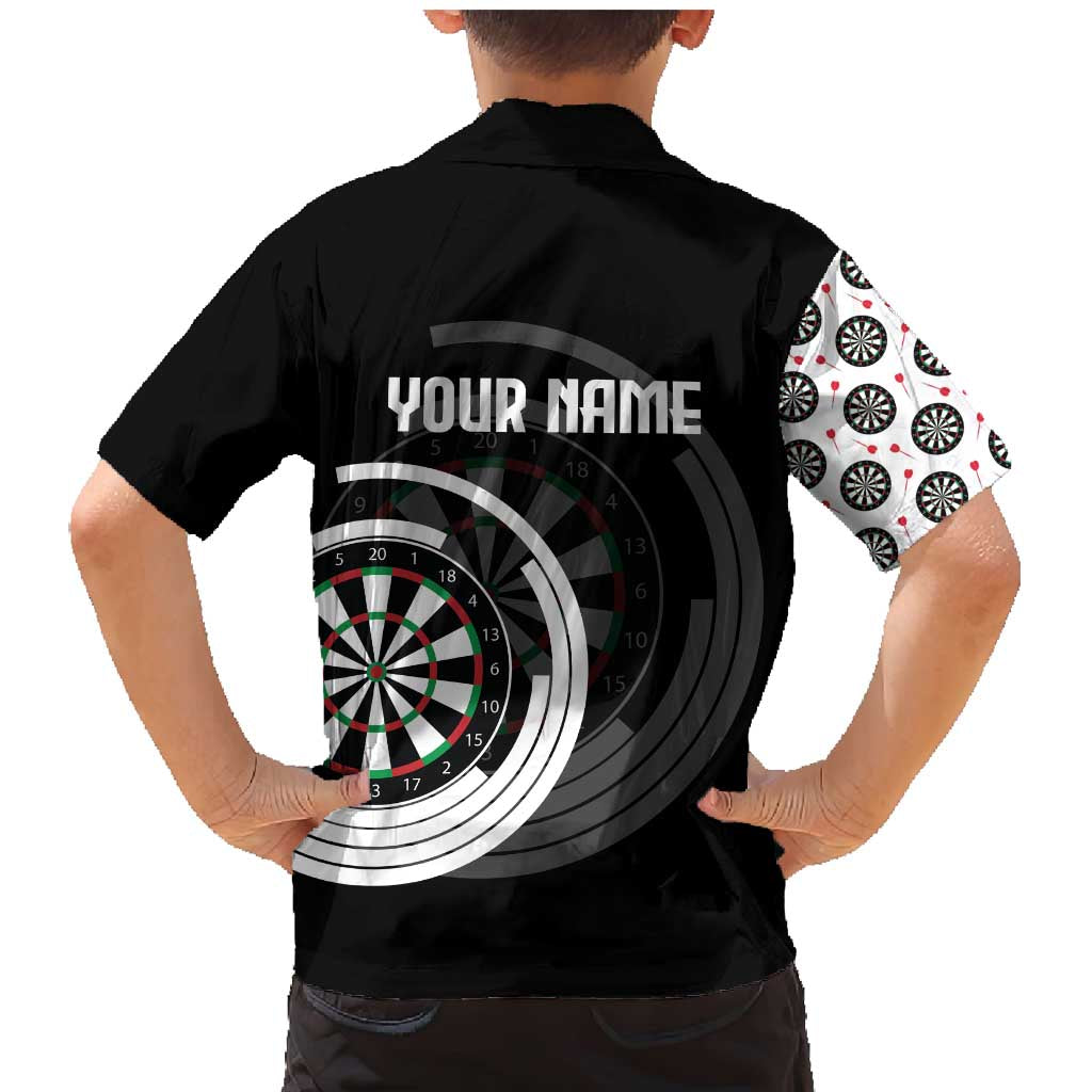 Personalized Black and White Dartboard Family Matching Mermaid Dress and Hawaiian Shirt Bullseye Target Design for Dart Players - Wonder Print Shop