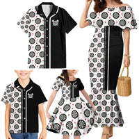 Personalized Black and White Dartboard Family Matching Mermaid Dress and Hawaiian Shirt Bullseye Target Design for Dart Players - Wonder Print Shop