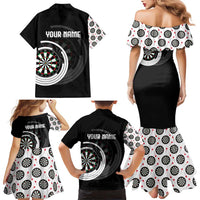 Personalized Black and White Dartboard Family Matching Mermaid Dress and Hawaiian Shirt Bullseye Target Design for Dart Players - Wonder Print Shop