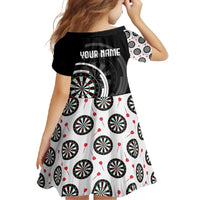 Personalized Black and White Dartboard Family Matching Off Shoulder Maxi Dress and Hawaiian Shirt Bullseye Target Design for Dart Players - Wonder Print Shop