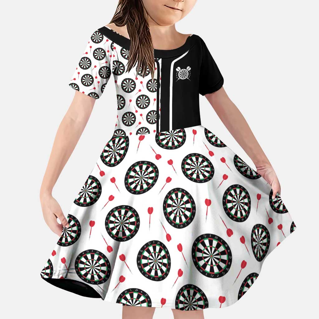 Personalized Black and White Dartboard Family Matching Puletasi and Hawaiian Shirt Bullseye Target Design for Dart Players - Wonder Print Shop