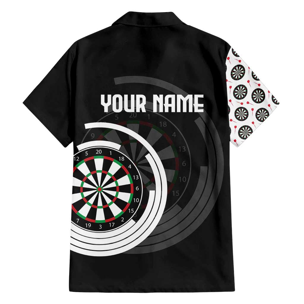 Personalized Black and White Dartboard Family Matching Summer Maxi Dress and Hawaiian Shirt Bullseye Target Design for Dart Players - Wonder Print Shop