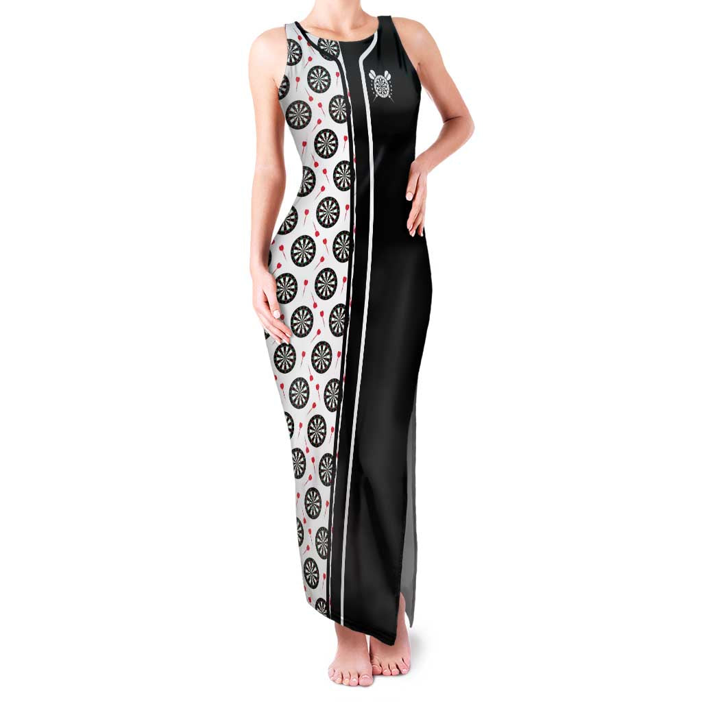 Personalized Black and White Dartboard Family Matching Tank Maxi Dress and Hawaiian Shirt Bullseye Target Design for Dart Players - Wonder Print Shop