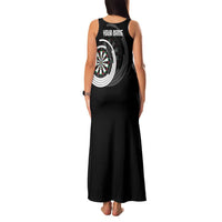 Personalized Black and White Dartboard Family Matching Tank Maxi Dress and Hawaiian Shirt Bullseye Target Design for Dart Players - Wonder Print Shop