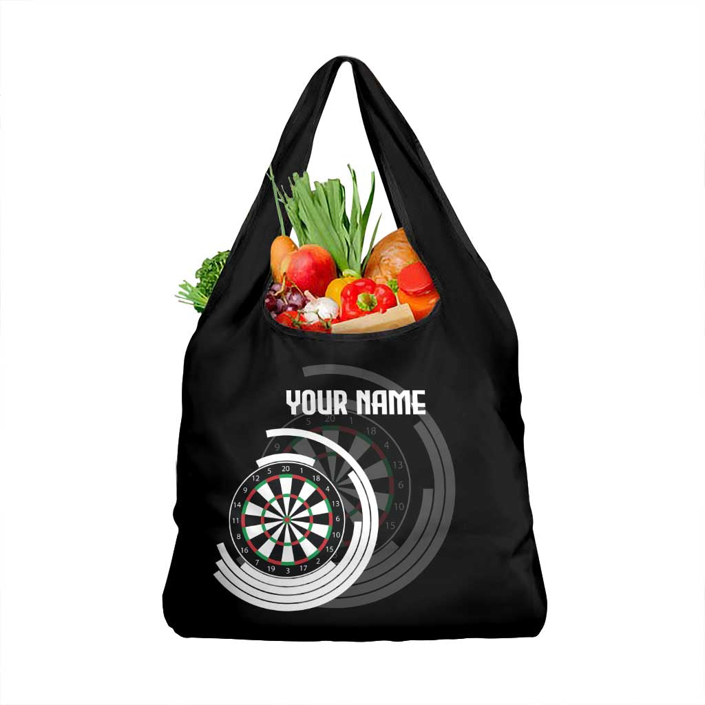 Personalized Black and White Dartboard Grocery Bag Bullseye Target Design for Dart Players - Wonder Print Shop